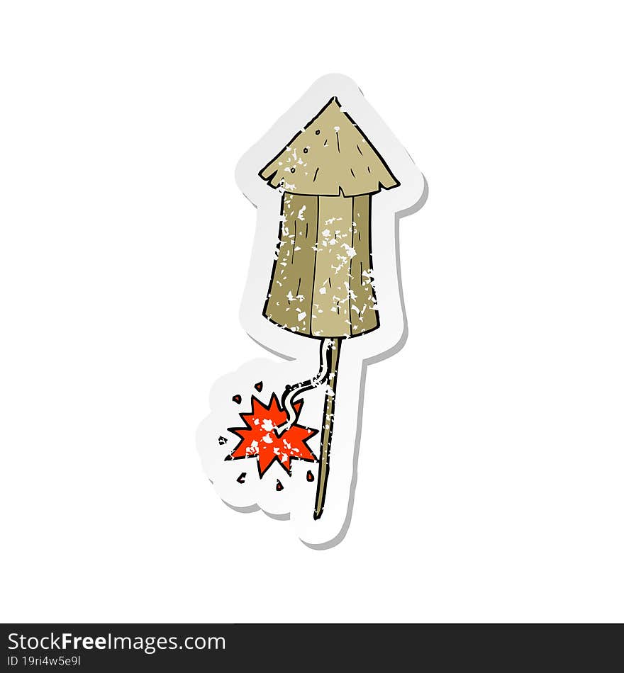 retro distressed sticker of a cartoon old wood rocket