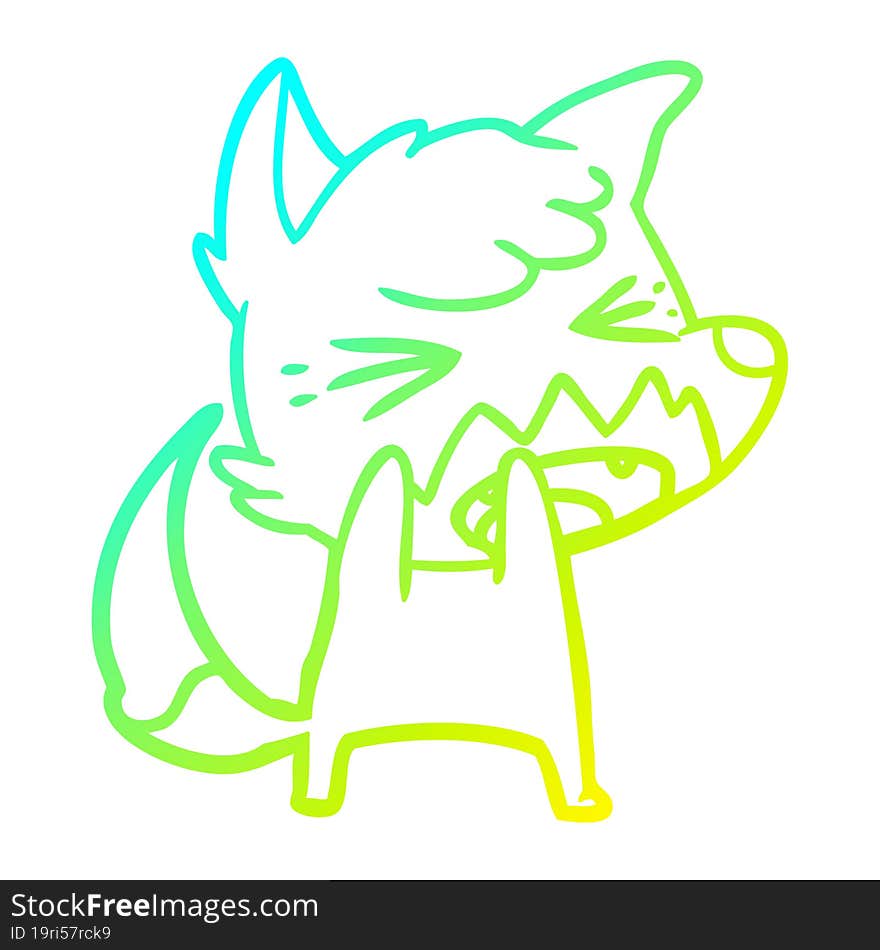 cold gradient line drawing angry cartoon fox