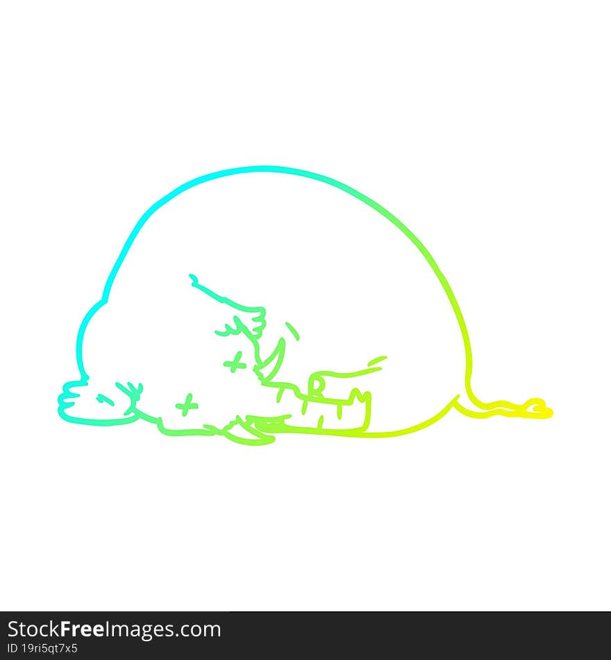 cold gradient line drawing cartoon dead mammoth