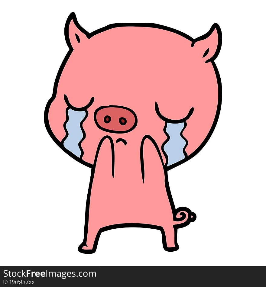 cartoon pig crying. cartoon pig crying