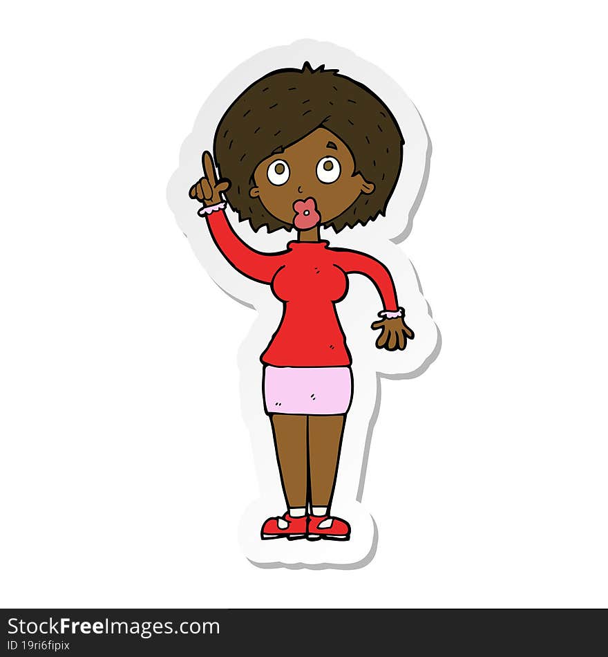 sticker of a cartoon woman with idea