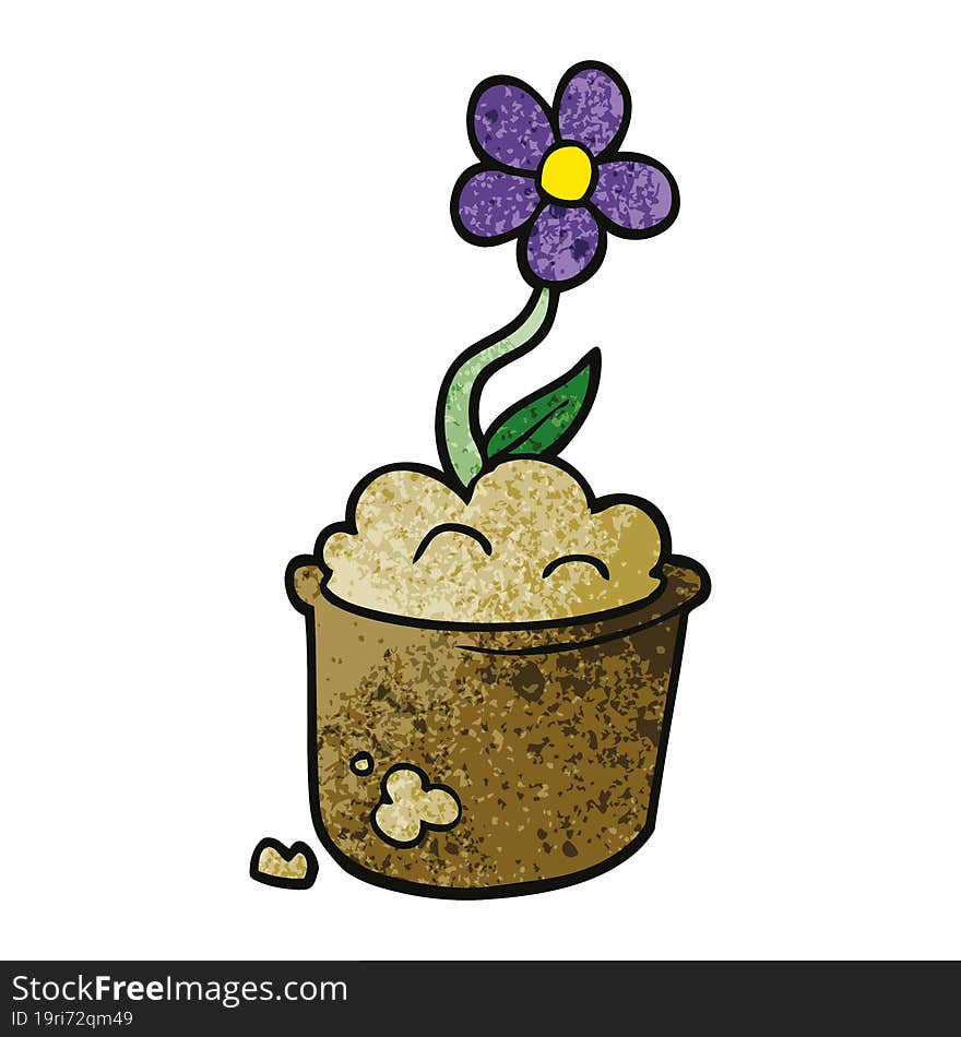 cartoon doodle flower pot