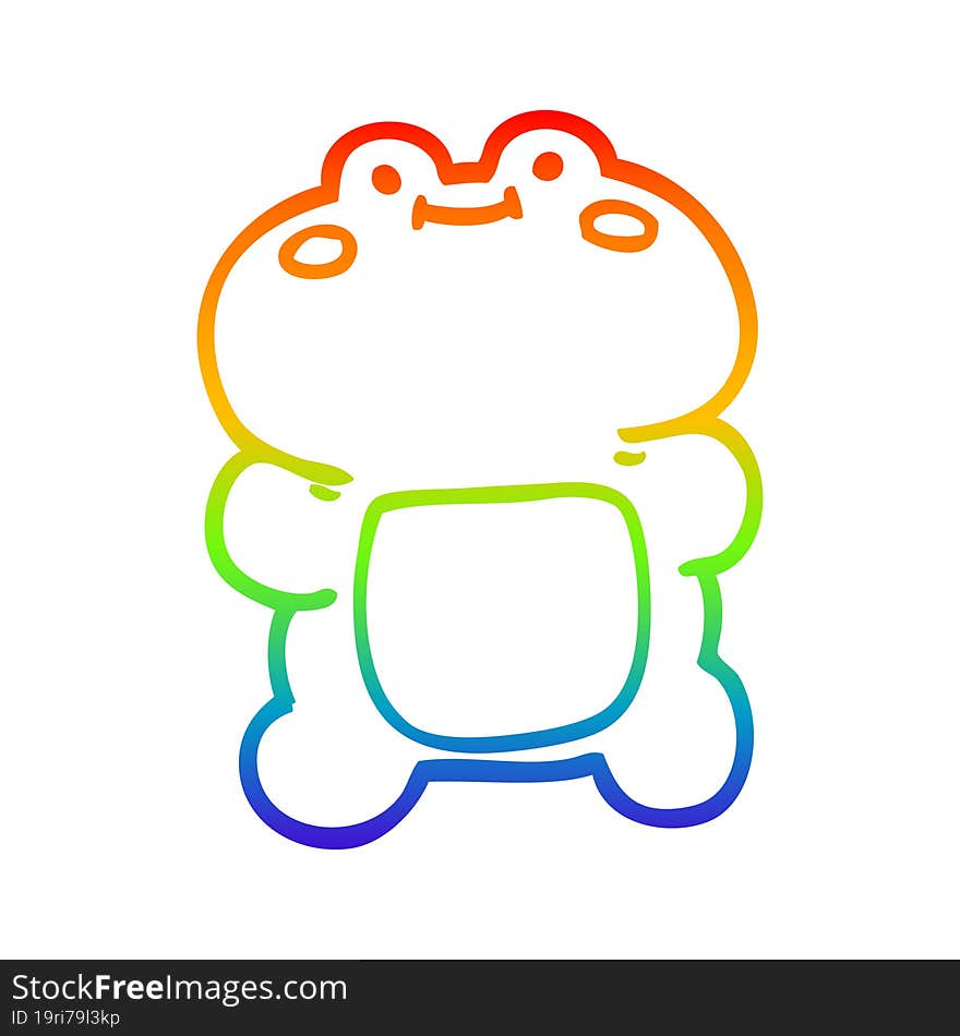 rainbow gradient line drawing of a funny cartoon frog