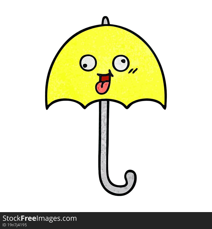 retro grunge texture cartoon umbrella