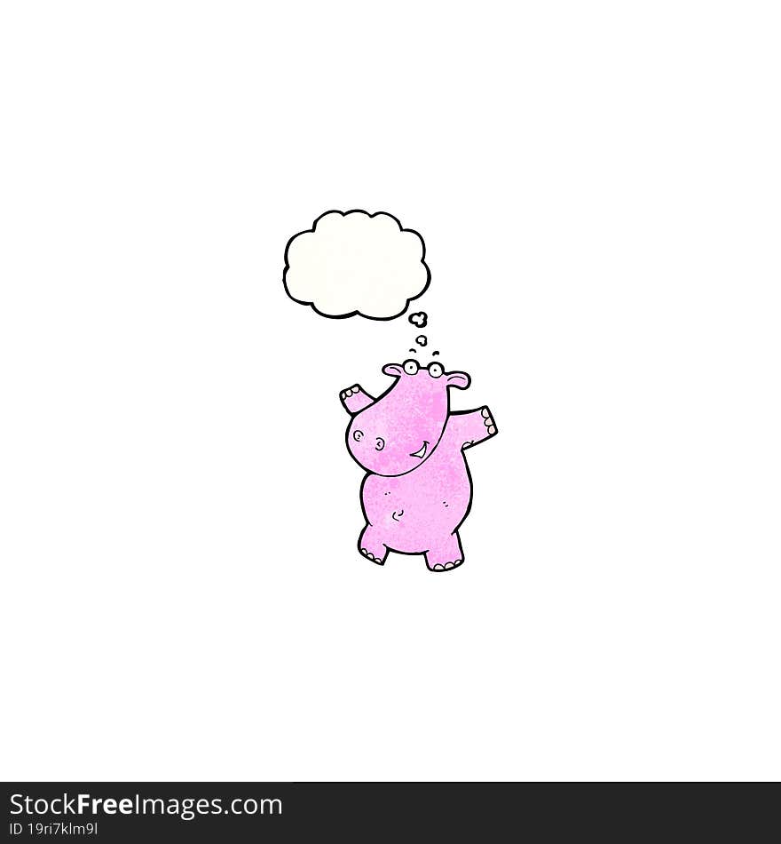 cartoon hippo with thought bubble