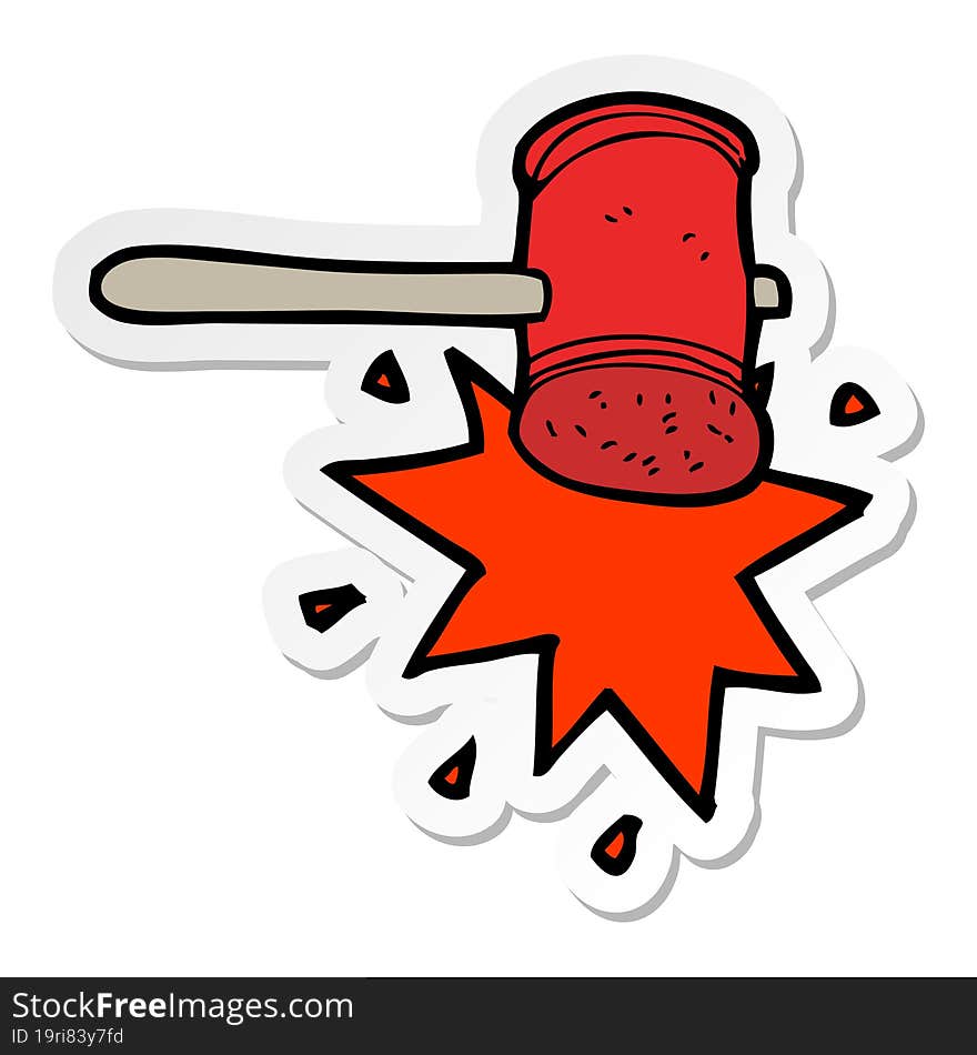 sticker of a cartoon hammer