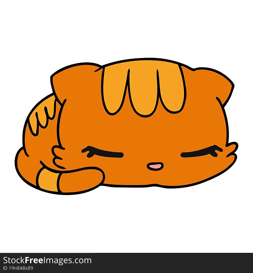 cartoon illustration kawaii cute sleeping kitten. cartoon illustration kawaii cute sleeping kitten