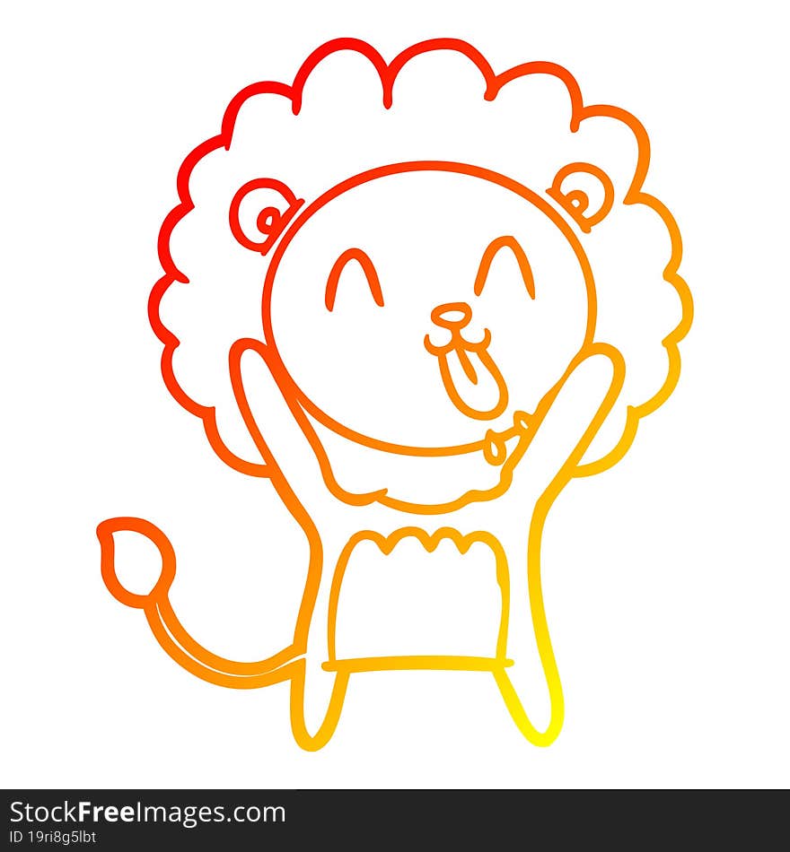 warm gradient line drawing happy cartoon lion