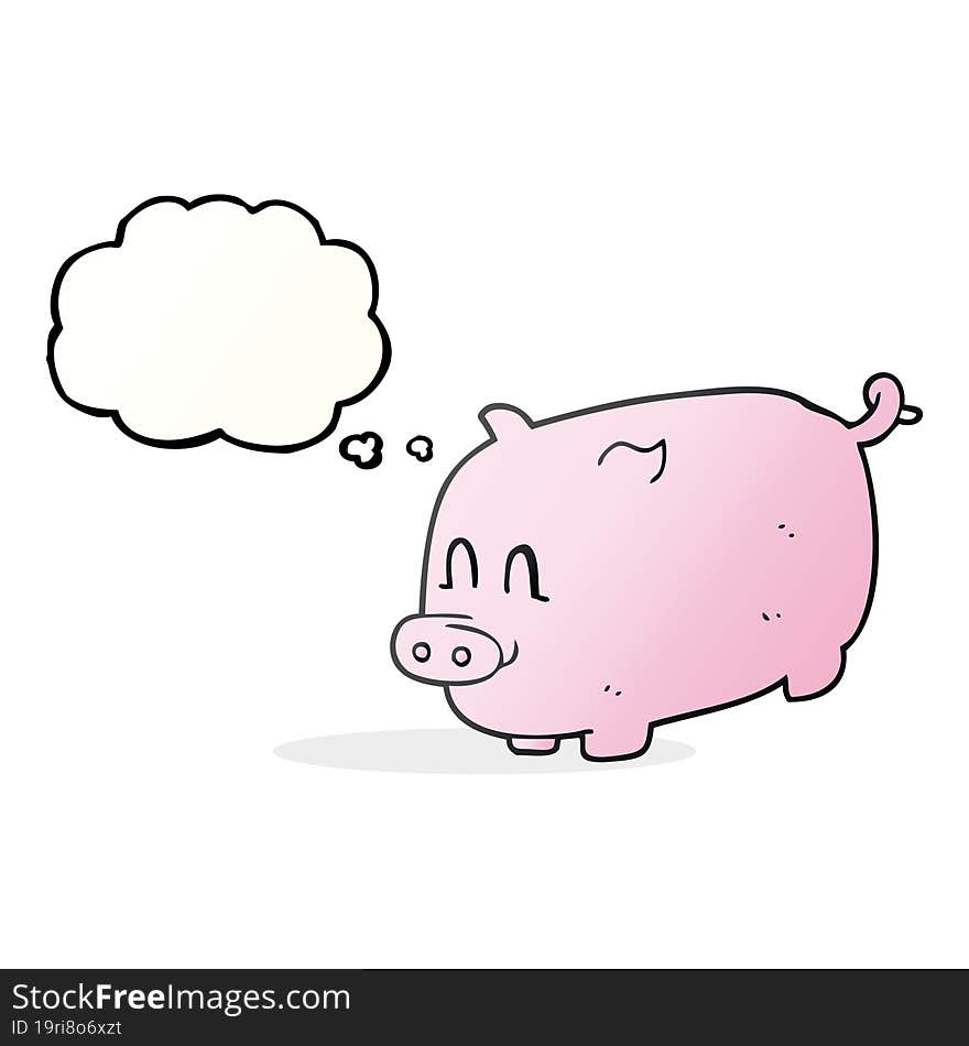 freehand drawn thought bubble cartoon pig