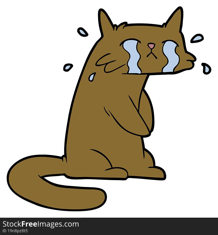 cartoon crying cat. cartoon crying cat