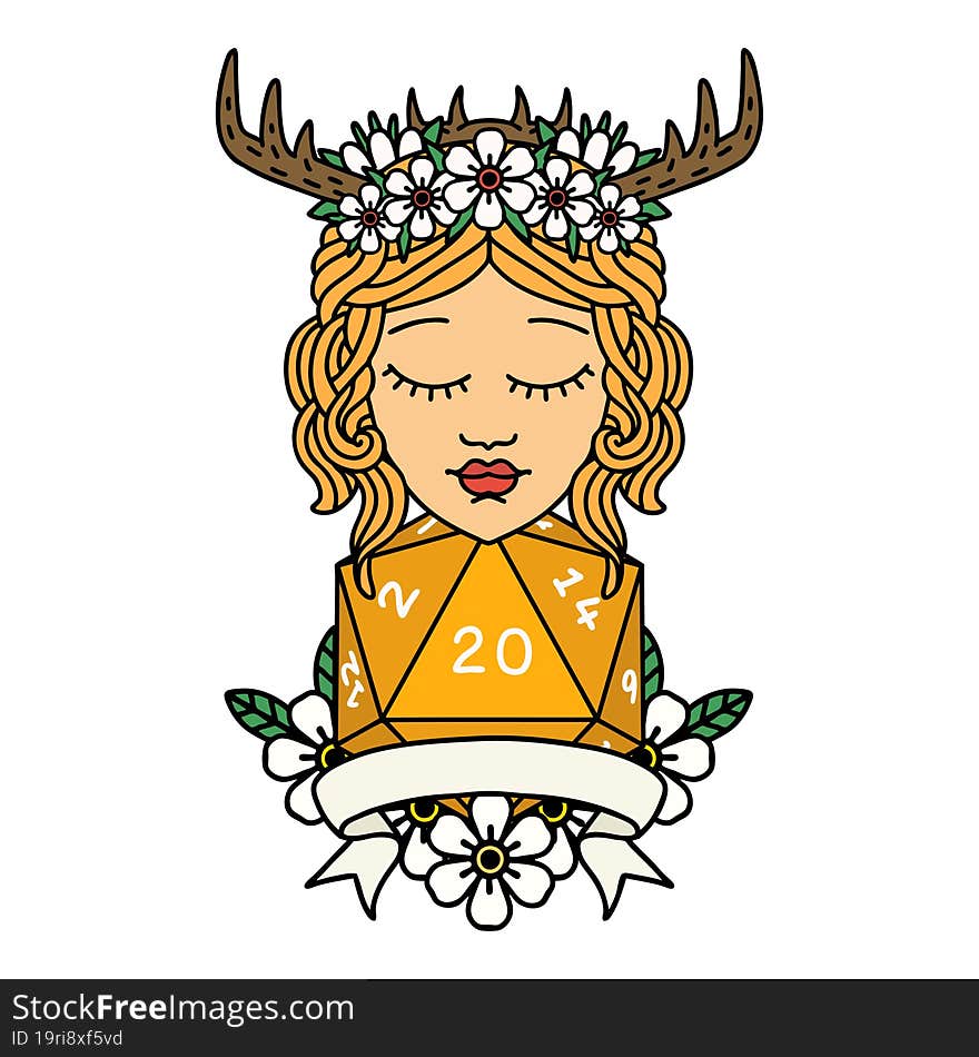 human druid with natural twenty roll illustration