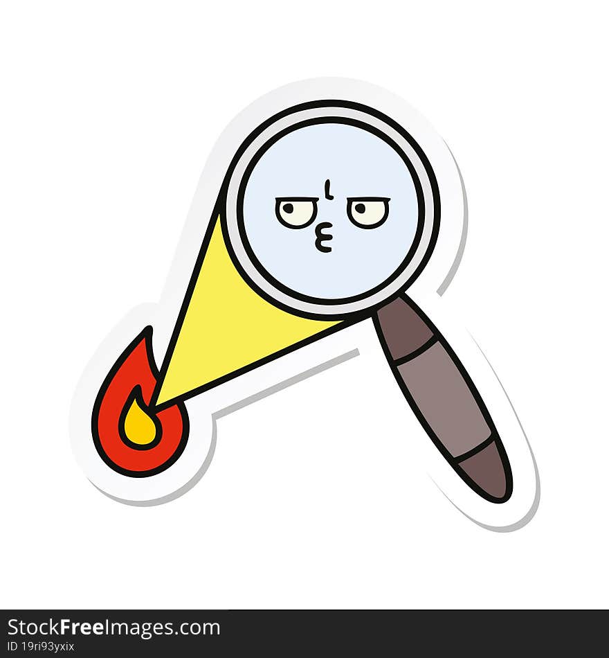 sticker of a cute cartoon magnifying glass