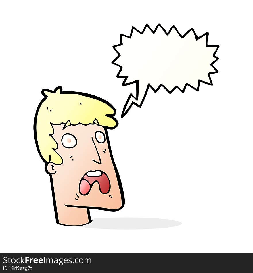 cartoon shocked man with speech bubble