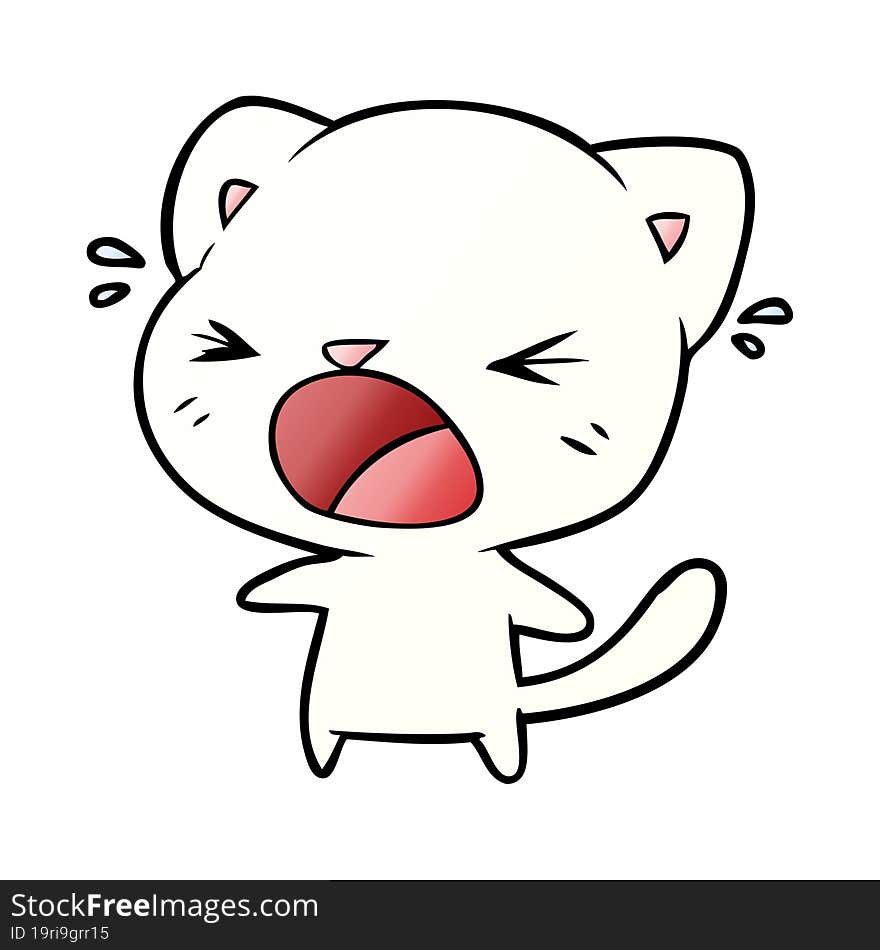 cute cartoon cat crying. cute cartoon cat crying