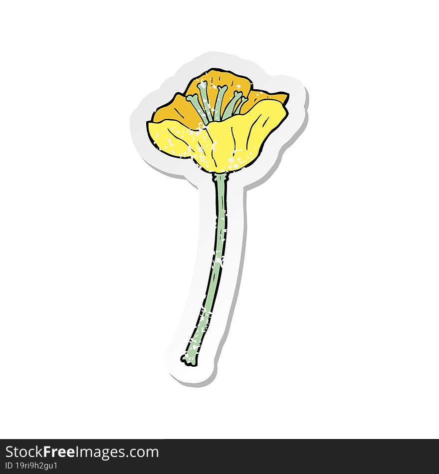 retro distressed sticker of a cartoon flower