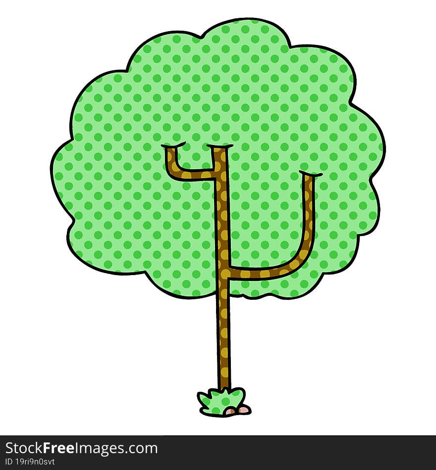 quirky comic book style cartoon tree