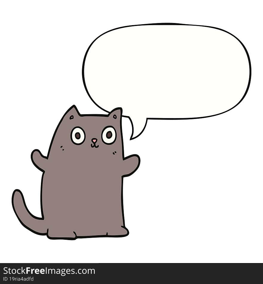 Cartoon Cat And Speech Bubble