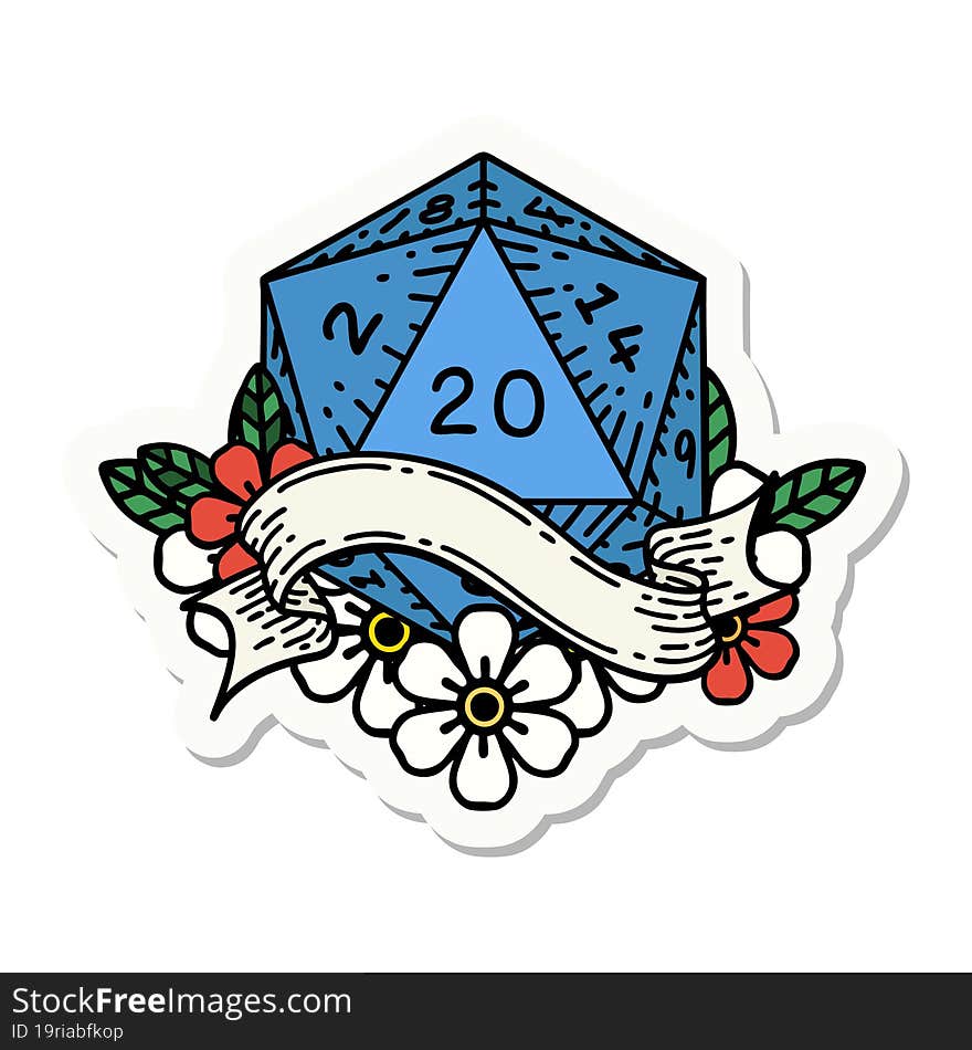 Natural Twenty D20 Dice Roll Sticker