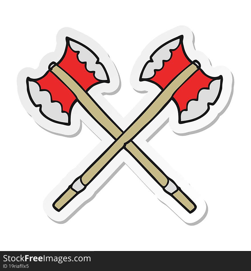 sticker of a cartoon axes