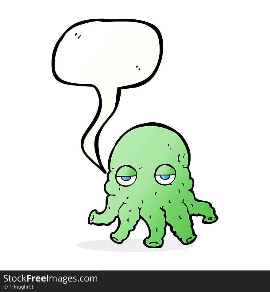 cartoon alien squid face with speech bubble