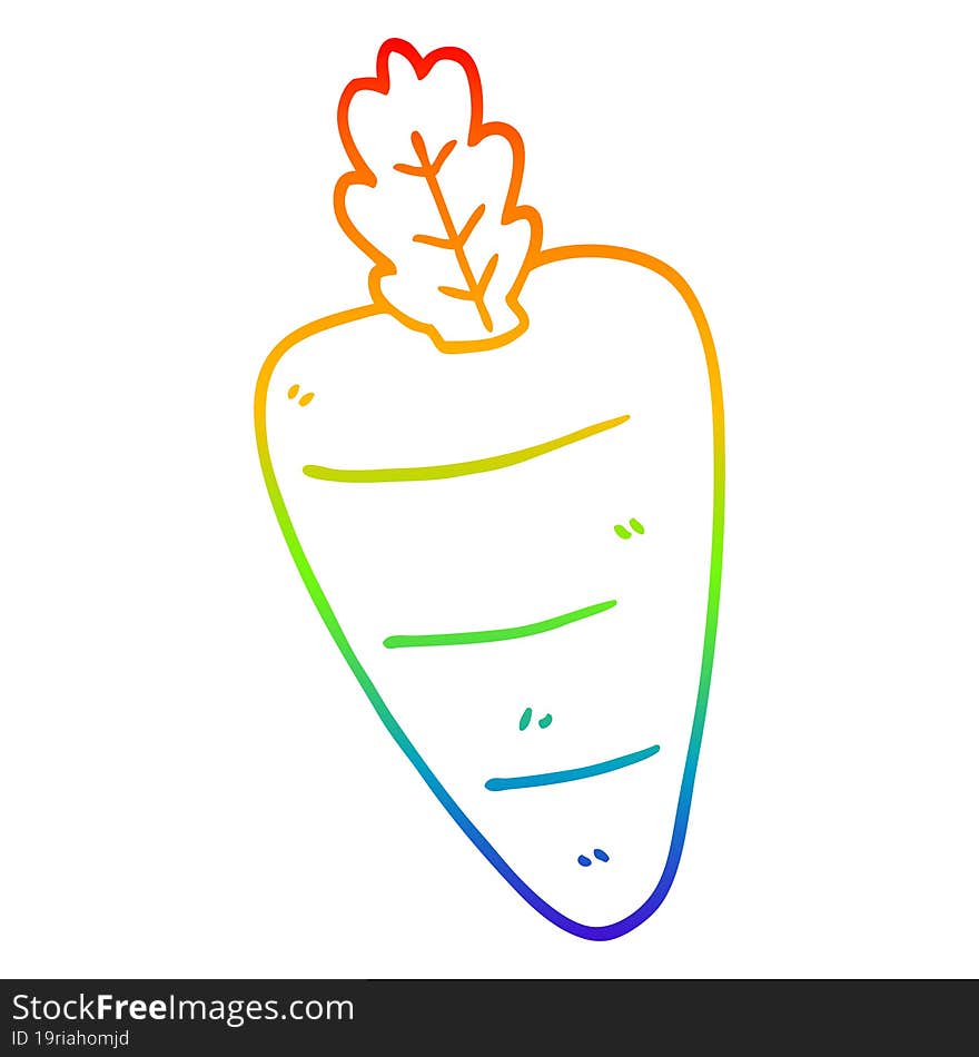 rainbow gradient line drawing of a cartoon carrot