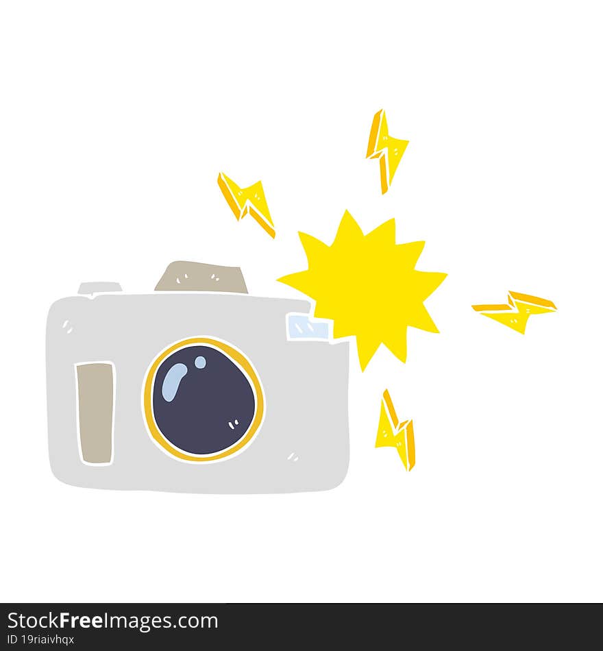 flat color illustration of flashing camera. flat color illustration of flashing camera