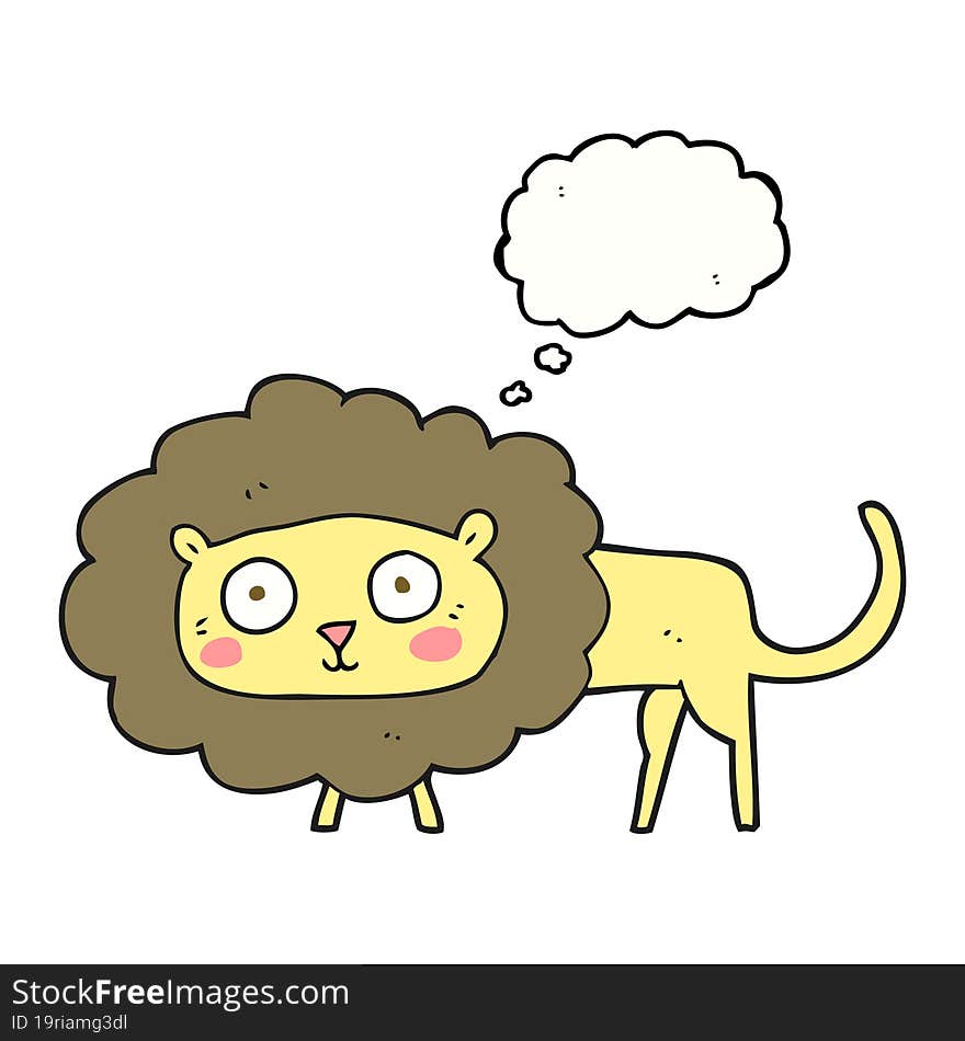 freehand drawn thought bubble cartoon lion