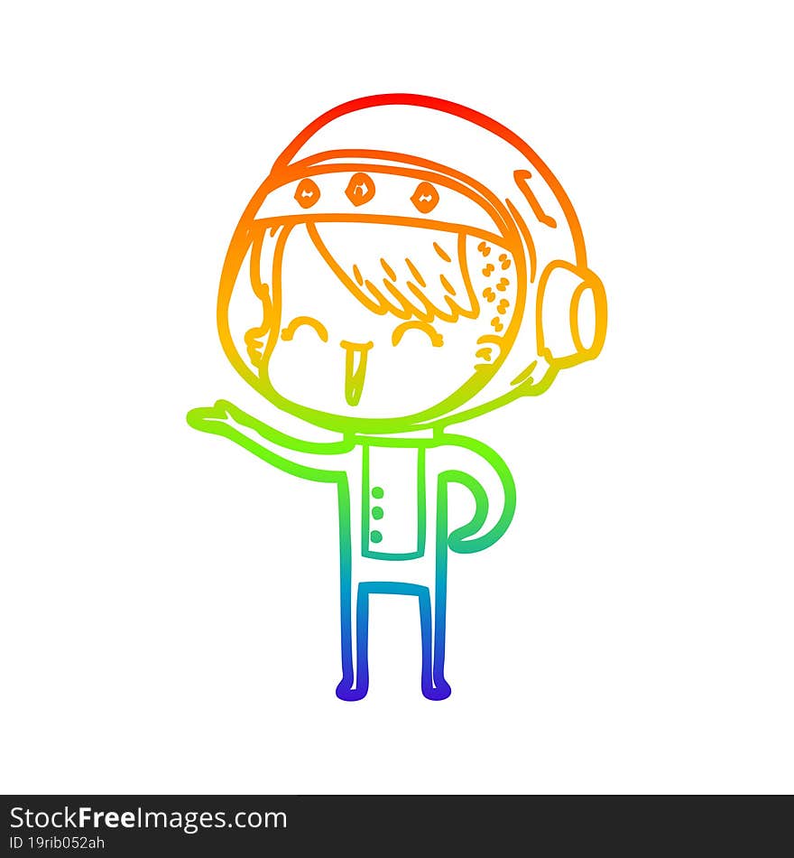 rainbow gradient line drawing happy cartoon space girl