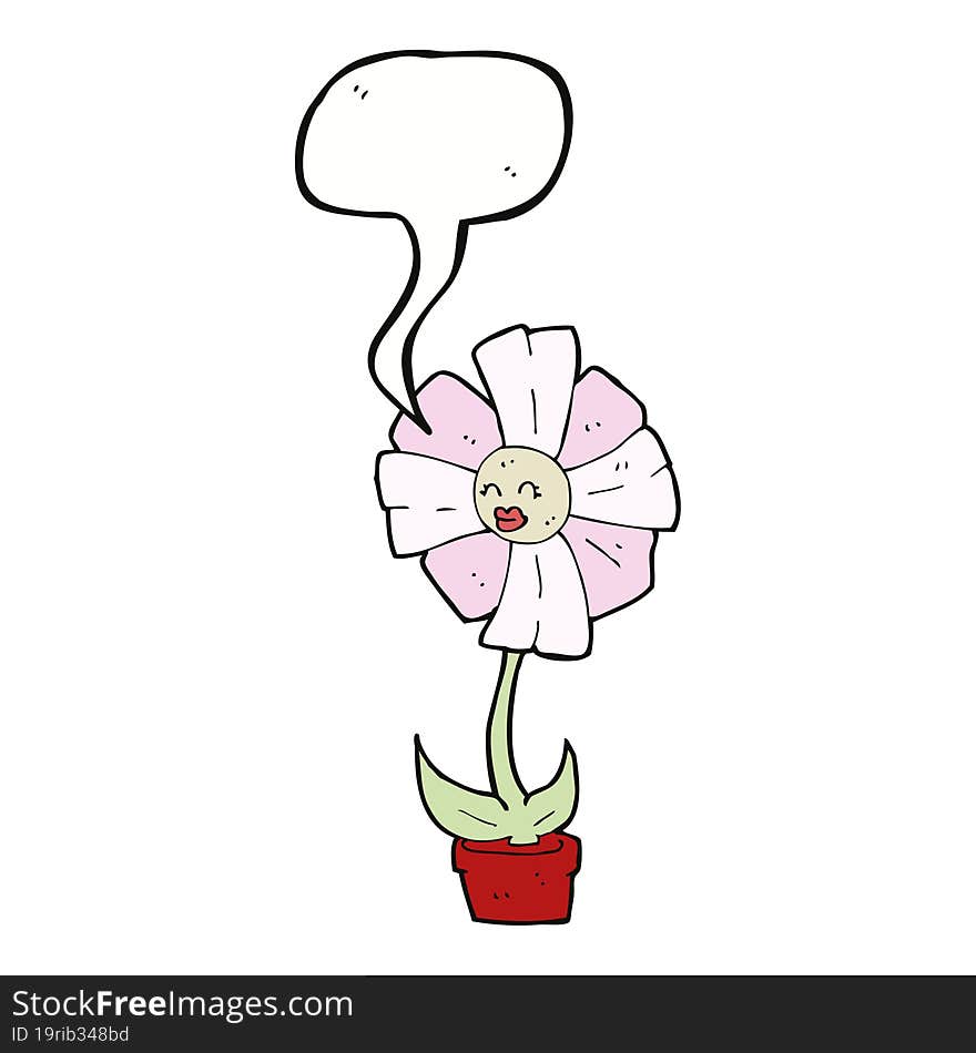 cartoon flower with speech bubble