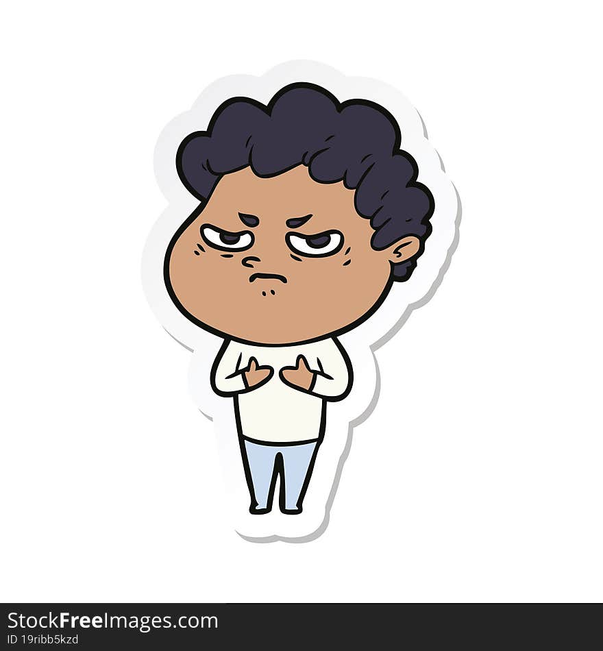 sticker of a cartoon angry man