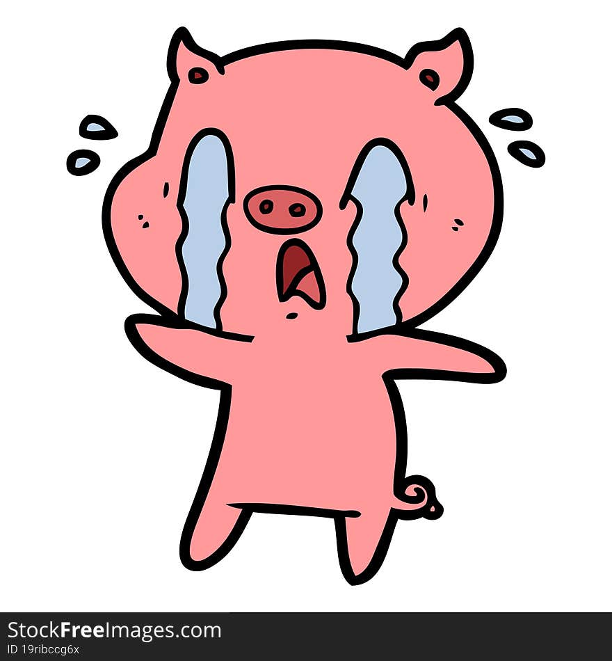 crying pig cartoon. crying pig cartoon