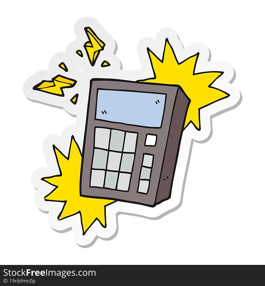 sticker of a cartoon calculator