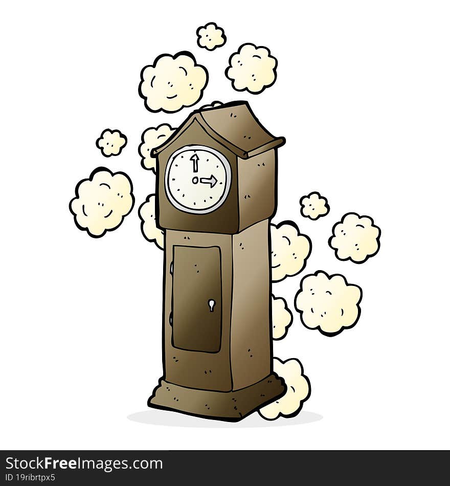 cartoon dusty old grandfather clock