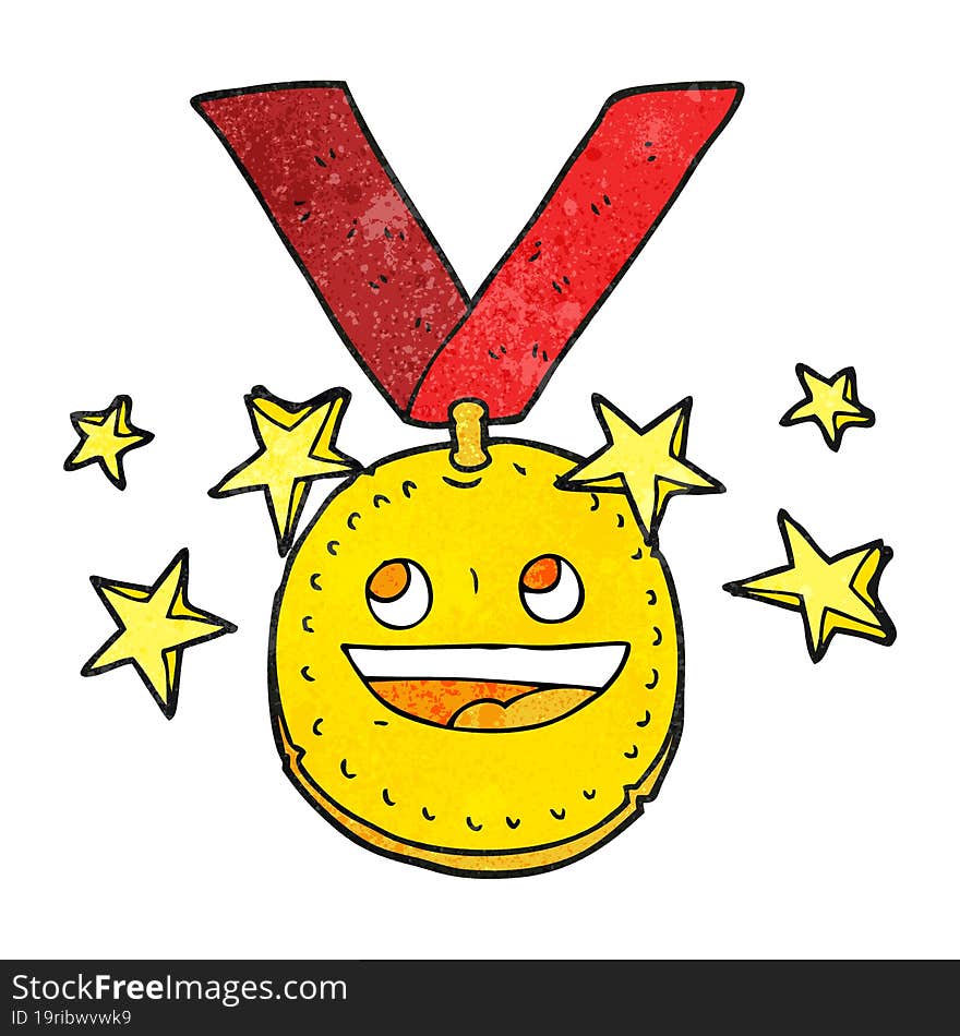 textured cartoon happy sports medal