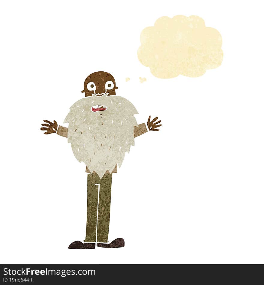 Cartoon Bearded Old Man With Thought Bubble