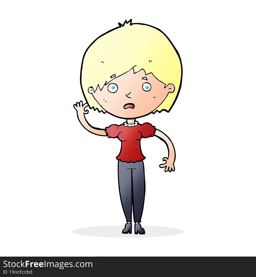 cartoon waving woman