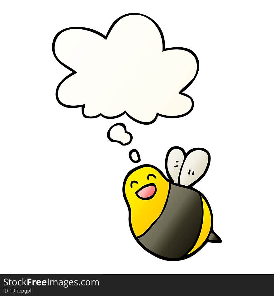 Cartoon Bee And Thought Bubble In Smooth Gradient Style