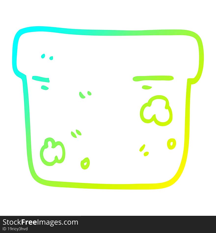 cold gradient line drawing of a cartoon plant pot