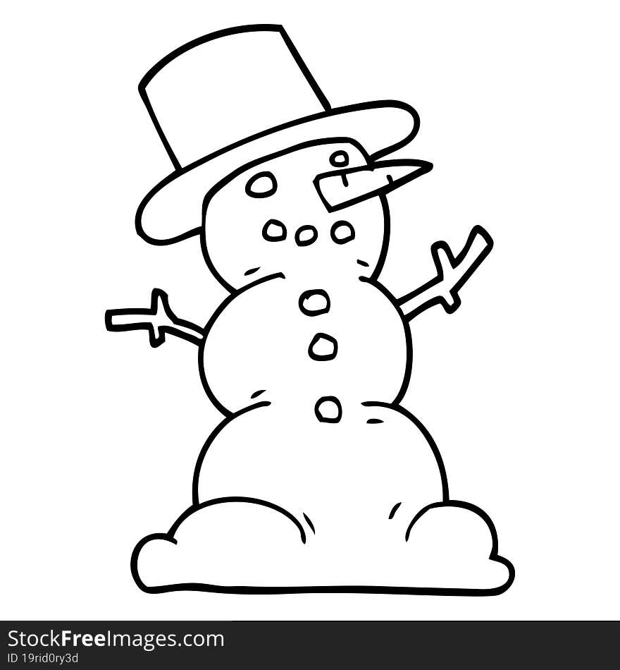 Line Drawing Cartoon Traditional Snowman