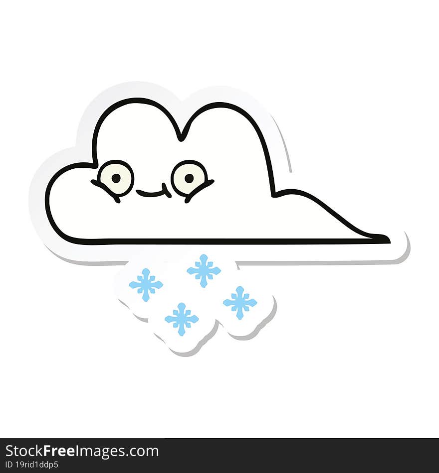 Sticker Of A Cute Cartoon Snow Cloud