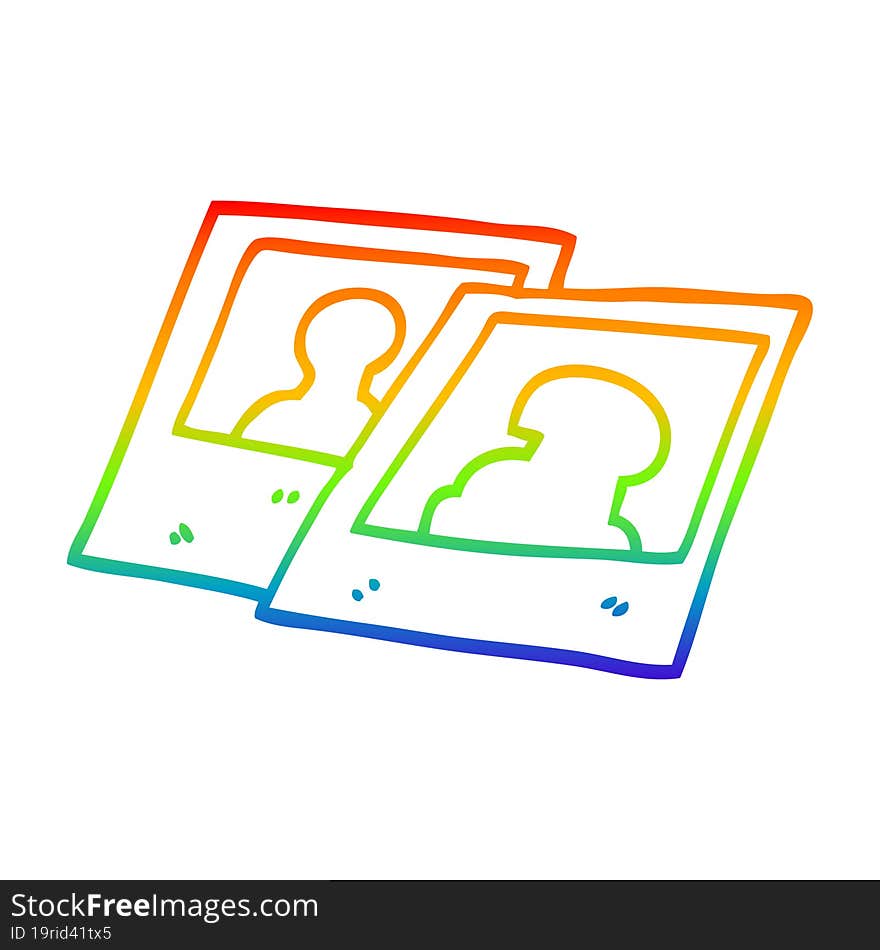 rainbow gradient line drawing cartoon instant photograph