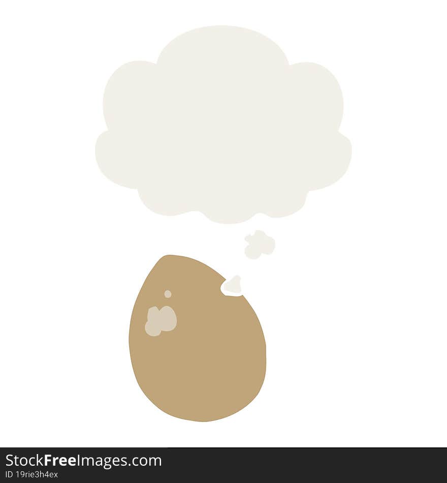 cartoon egg with thought bubble in retro style