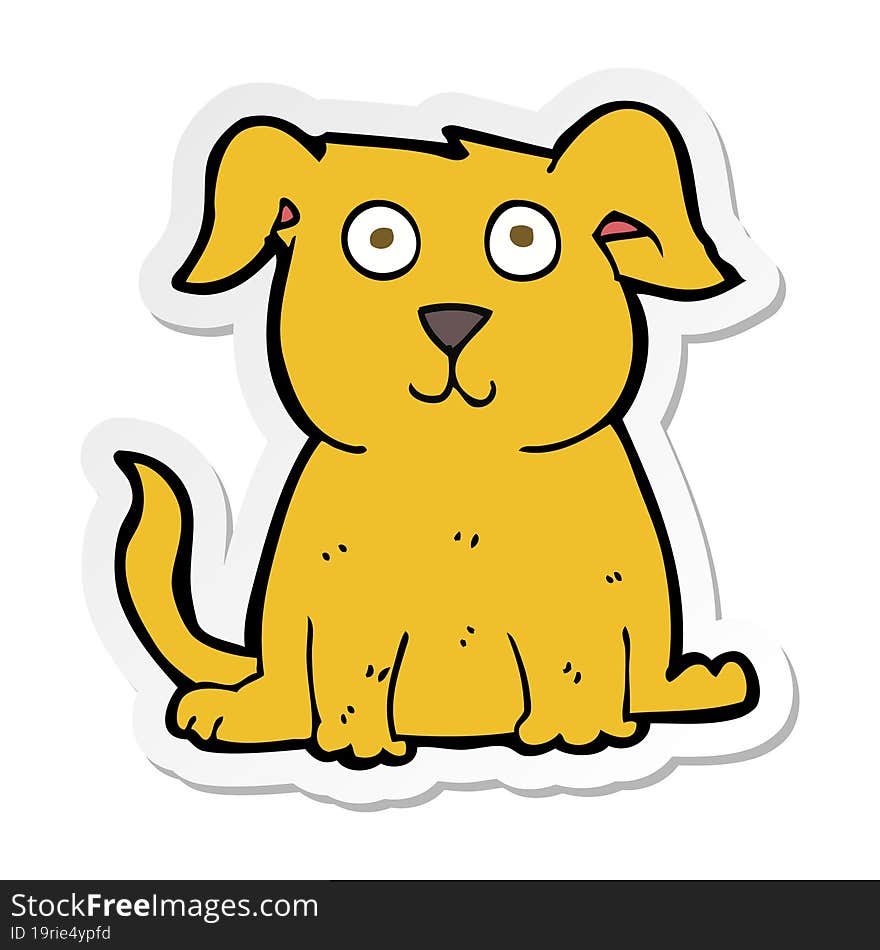 sticker of a cartoon happy dog