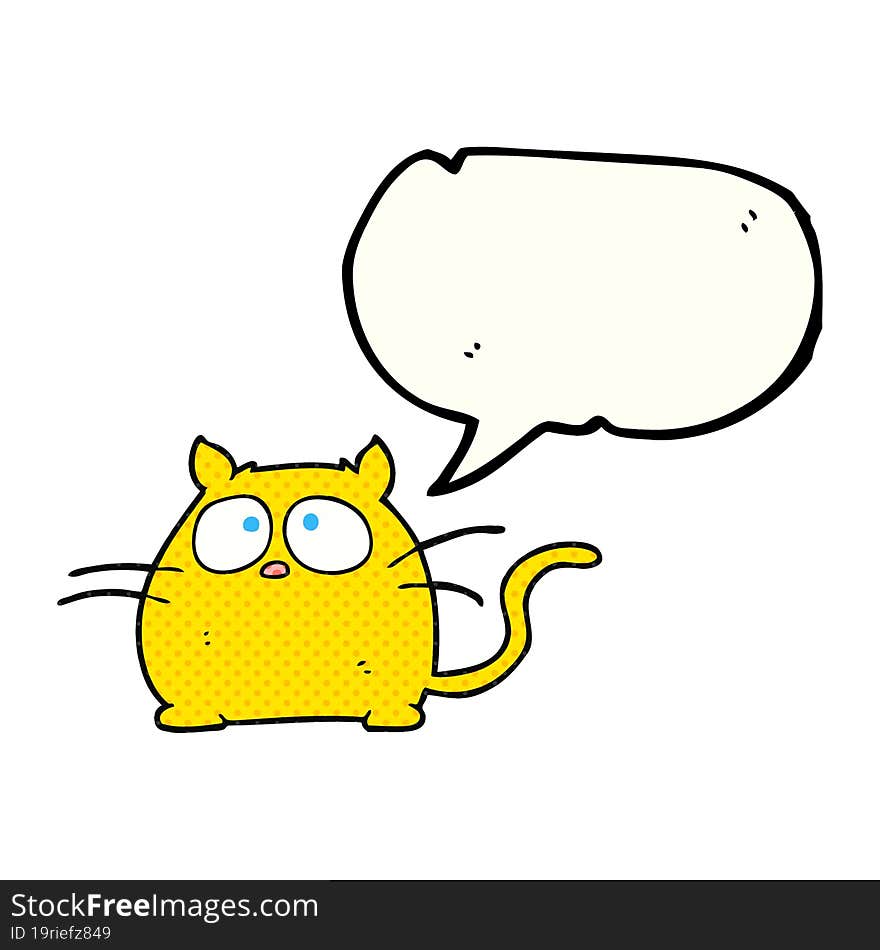 freehand drawn comic book speech bubble cartoon cat