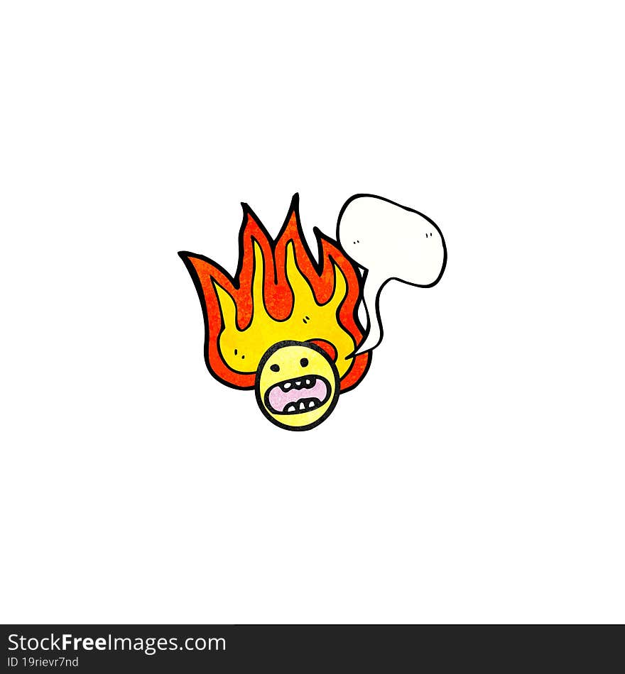 cartoon flaming emoticon face