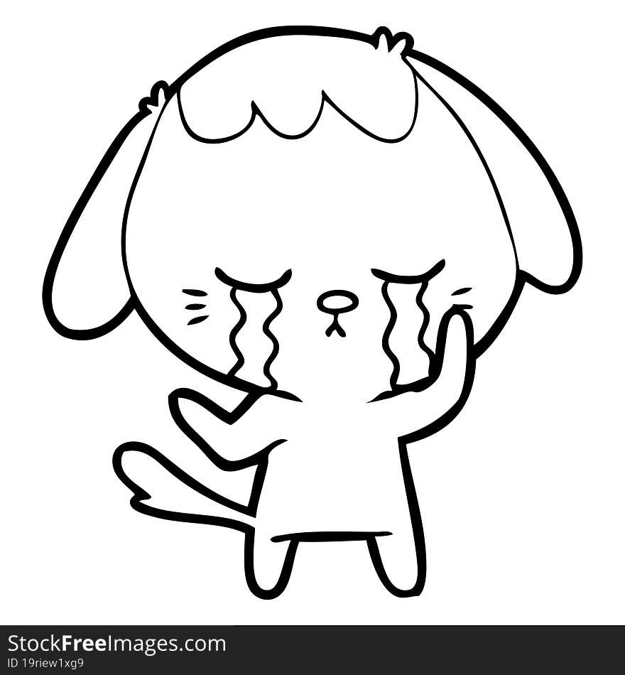 cute puppy crying cartoon. cute puppy crying cartoon