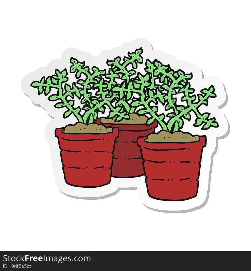 sticker of a cartoon potted plants