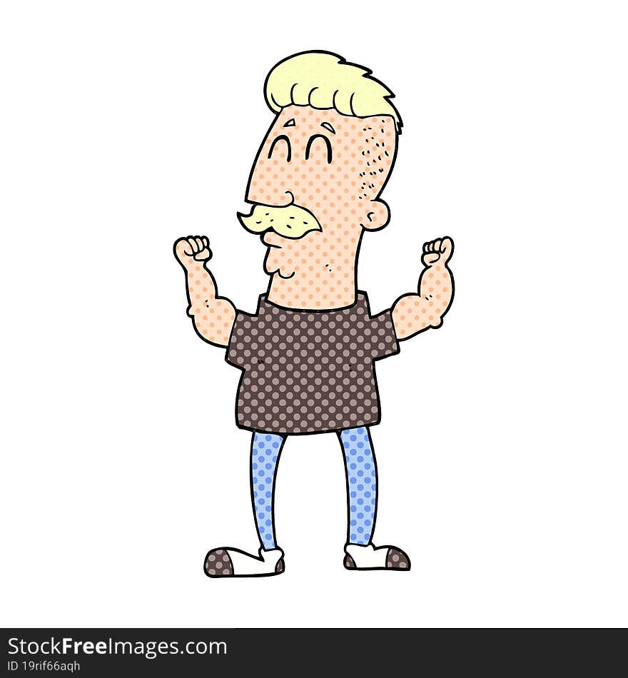 cartoon celebrating man