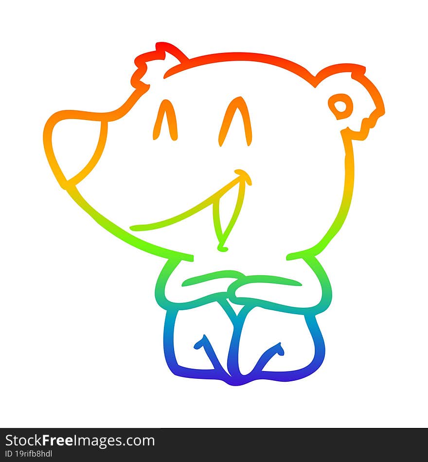 rainbow gradient line drawing laughing bear cartoon