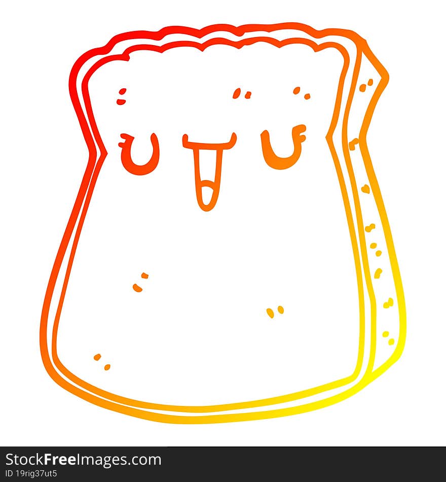 warm gradient line drawing cartoon slice of bread